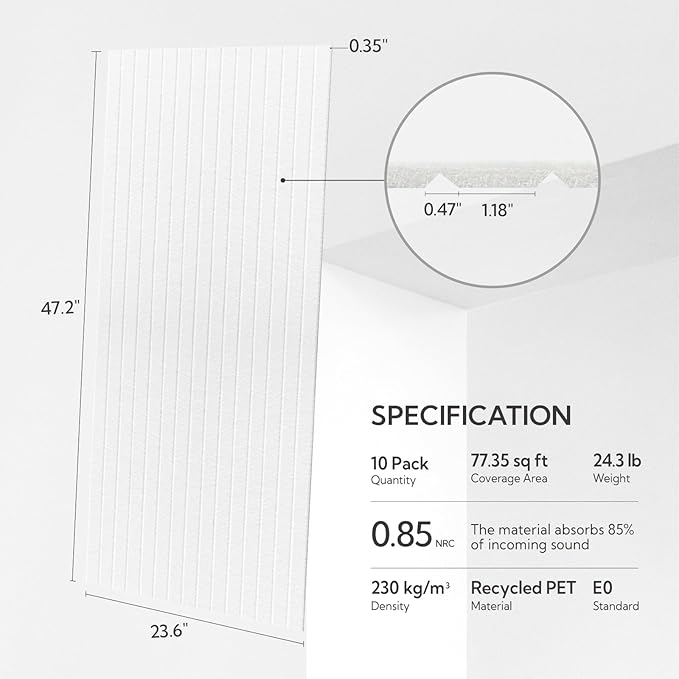 Olanglab Acoustic Wall Panels 10 Pack, 48 x 24 per Acoustic Panels Sound - Image 2