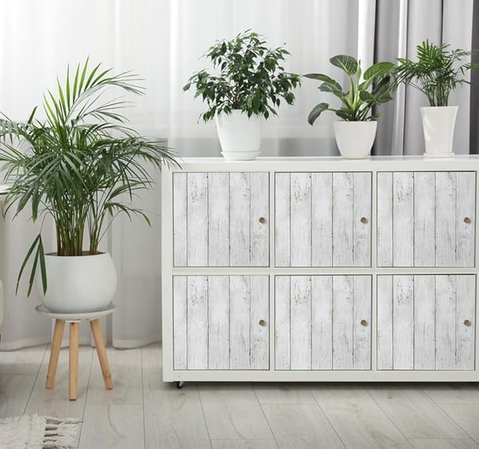 Abyssaly Peel and Stick Wallpaper 17.7" X 118" White Gray Wood Shiplap Contact - Image 4