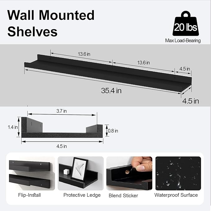 Long Floating Shelves for Wall Decor, Long Wall Mounted Storage Shelf for - Image 3
