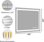 Koonmi 40"x30" LED Mirror for Bathroom, 90CRI Anti-Fog Vanity Mirror - Image 9