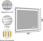 Koonmi 40"x30" LED Mirror for Bathroom, 90CRI Anti-Fog Vanity Mirror - Image 6
