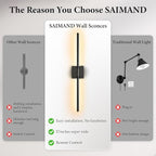 SAIMAND Wall Sconces Set of 2 Battery Operated, Wireless USB 8000mAh - Image 8
