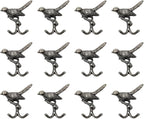 12 pcs Antique Silver Bird Decorative Wall Hooks - Image 2