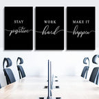 Work Hard Painting, Framed Canvas Wall Art Positive Quote, Office Wall Art - Image 3