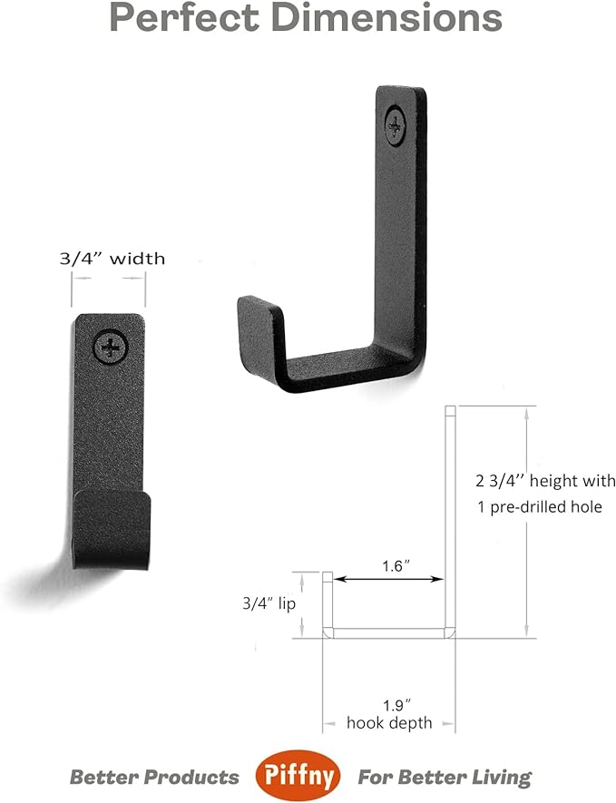 Piffny Robe & Towel Hook, 6 Pack Heavy Duty Stainless Steel Outdoor Wall Hooks - Image 4