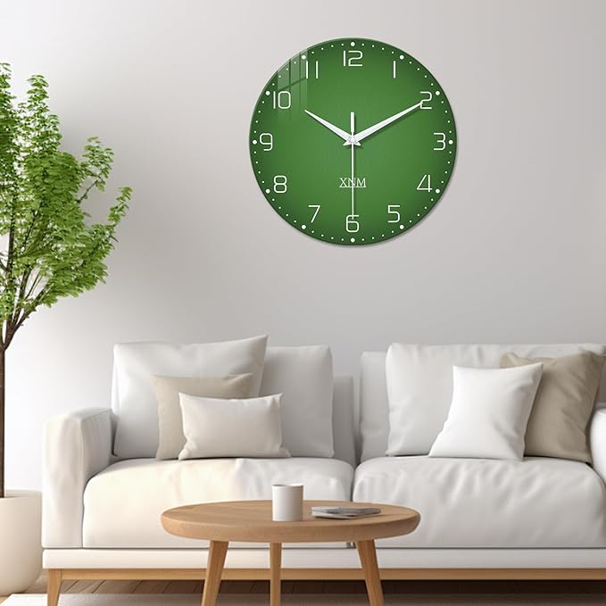 XNM Green Glass Big Wall Clock Battery Operated 20 Inch Modern Clock - Image 4
