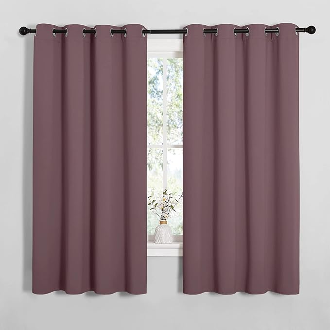 NICETOWN Bedroom Curtain Panels Blackout Draperies, Dry Rose, 1 Pair, 55 by by NICETOWN