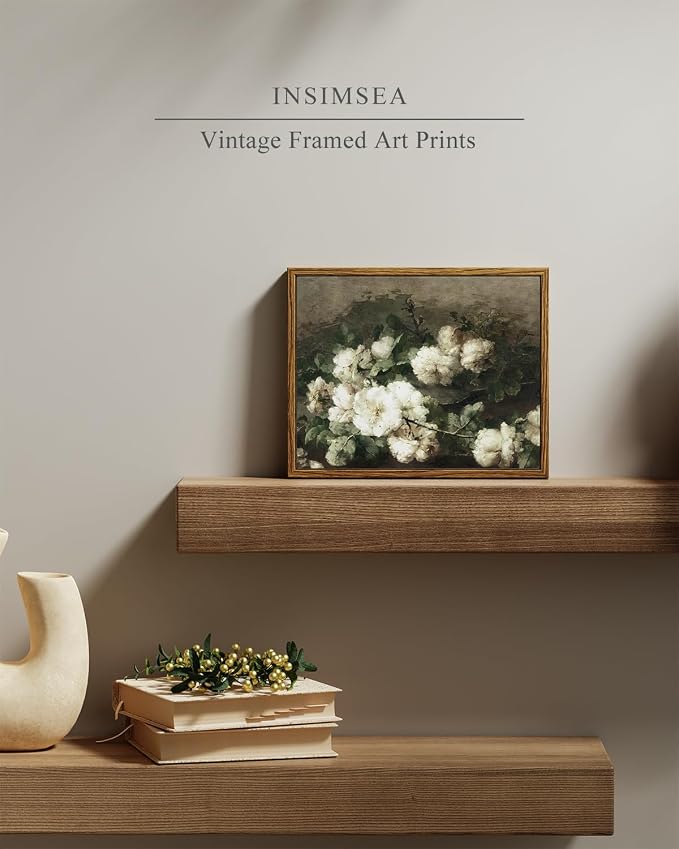 InSimSea Framed Canvas Wall Art Vintage Decor, Vintage Flower Pictures Decor - Image 3