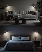 Wood Battery Operated Wall Sconces Set of Two, Magnetic Mini Wall Lights - Image 9