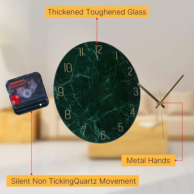 VIKMARI Glass Wall Clock Silent Non Ticking Wall Clock- 12 Inch Quality Quartz - Image 3