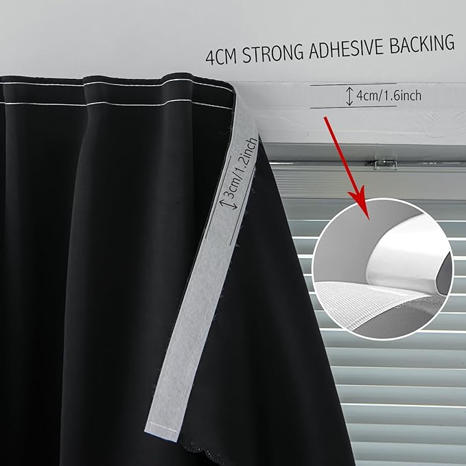 Adhesive Blackout Curtains- Self Stick Curtain No Rod Needed Easy to Hang - Image 8