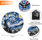 Mxocom The Starry Night Wall Clock Art Oil Painting Moon Mountain Village Van - Image 2