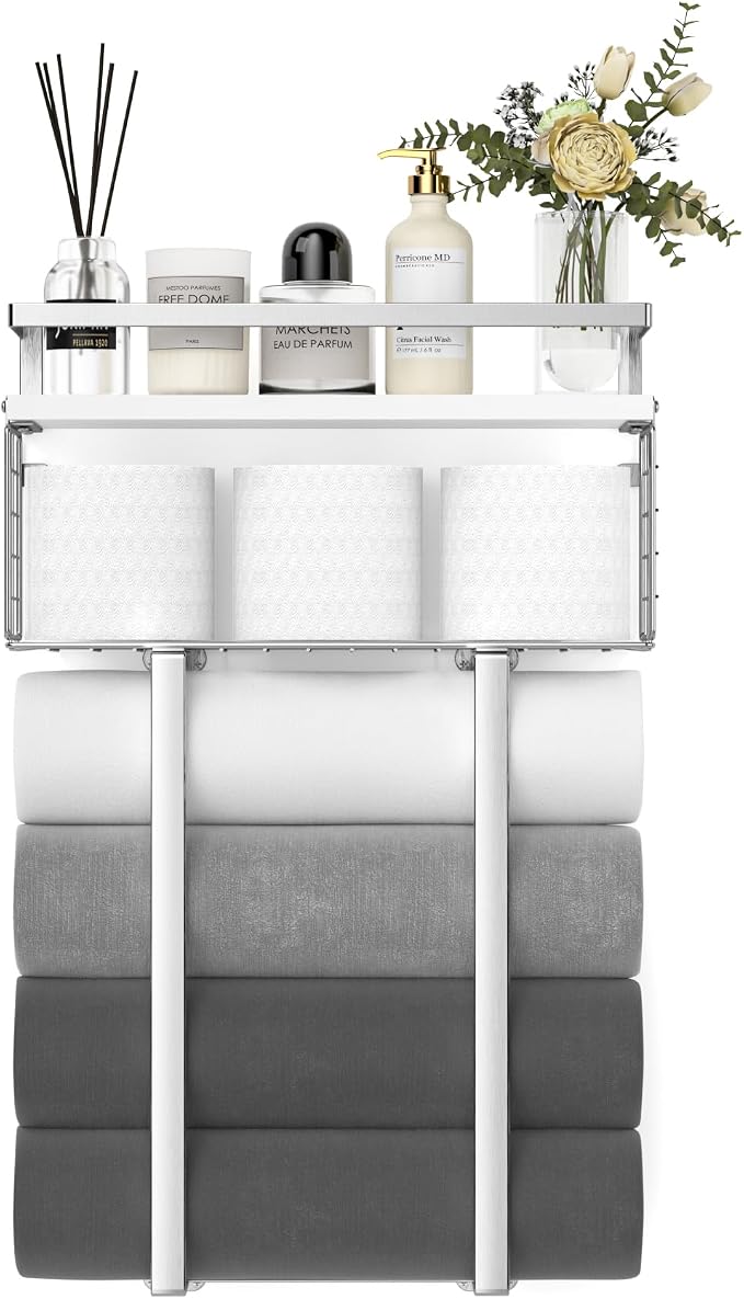 Towel Racks for Bathroom, Bathroom Shelf Over Toilet, Floating Shelves - Image 8