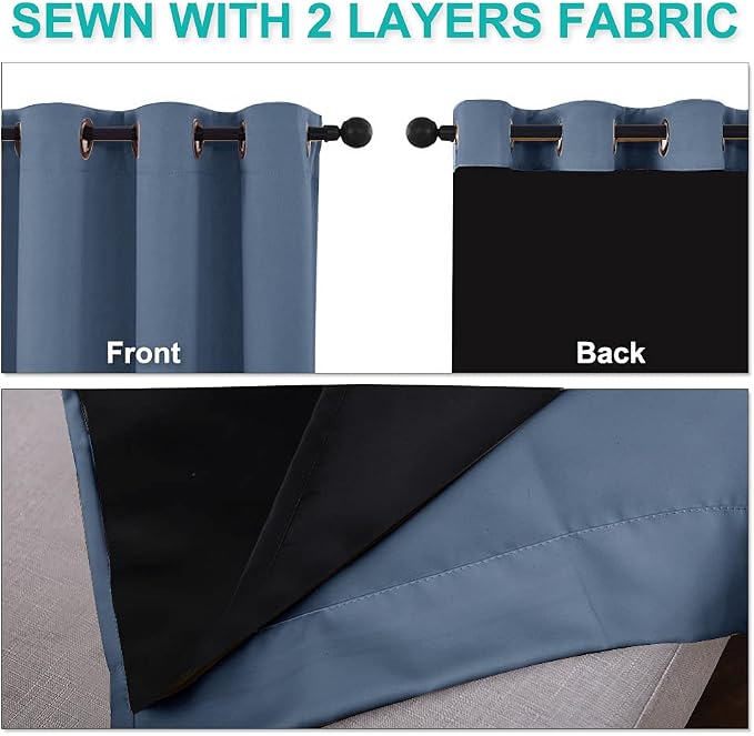 NICETOWN Full Shade Curtain Panels 72 inches Long, Pair of Energy Smart & Noise - Image 5