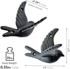 Ambipolar Flying Bird Iron Cast Decorative Bird Wall Mounted Coat Hooks - Image 3