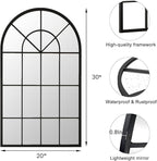 Dewfig Arch Wall Mirror Mounted Decorative, Arched Window Pane Mirror - Image 4