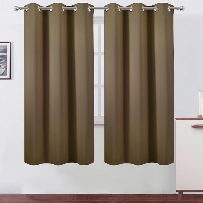 LEMOMO Brown Thermal Blackout Curtains/42 x 72 Inch/Set of 2 Panels Room by Lemomo