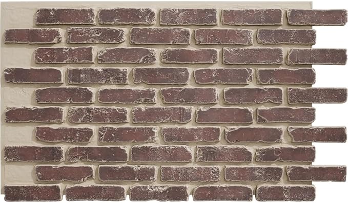 EverStone Aged Brick Faux Brick Panel, 46 7/8"W x 27"H x 1 1/4"D, Merlot Color by EkenaMillwork