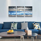 MHARTK66 3 Panel Blue Beach Canvas Wall Art - Image 5