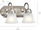 Kichler 12.25" 2-Light Vanity Bath Light in Brushed Nickel, Modern Bathroom - Image 2