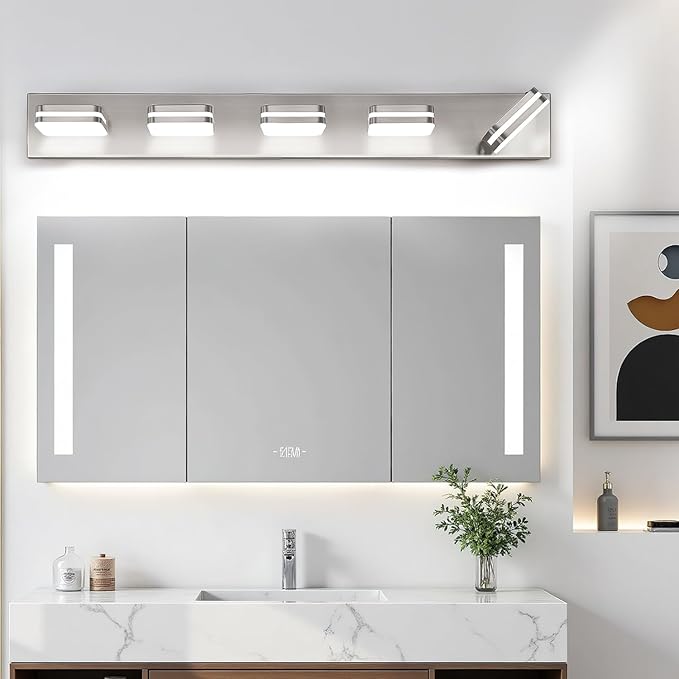360° Rotate LED Bathroom Vanity Light Fixtures, 2100LM Acrylic Brushed Nickel - Image 3