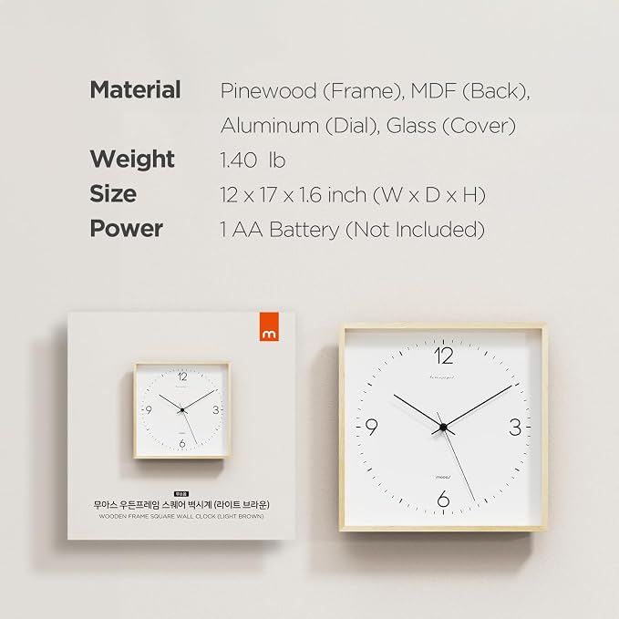 mooas Wooden Frame Flatwood Wall Clock - Image 8