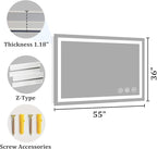 Koonmi 55"x36" LED Mirror for Bathroom, 90CRI Anti-Fog Vanity Mirror - Image 8