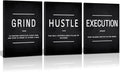 KAWAHONE Canvas Painting Wall Art, Grind Hustle Execution Motivational Wall Art by KAWAHONE