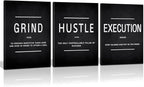 KAWAHONE Canvas Painting Wall Art, Grind Hustle Execution Motivational Wall Art by KAWAHONE