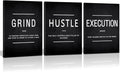 Large Office Painting, Grind Hustle Execution Motivational Poster Entrepreneur by KAWAHONE