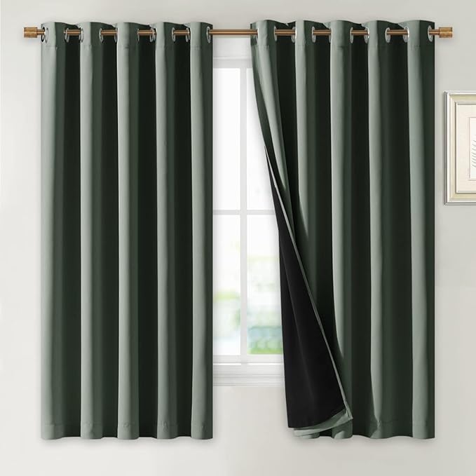 NICETOWN Dark Mallard 100% Blackout Lined Curtains, 2 Thick Layers Completely by NICETOWN