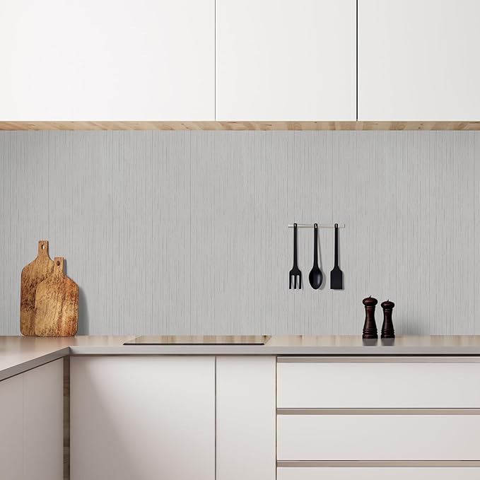 Grey Grasscloth Peel and Stick Wallpaper 15.7" X 120" Textured Self-Adhesive - Image 3