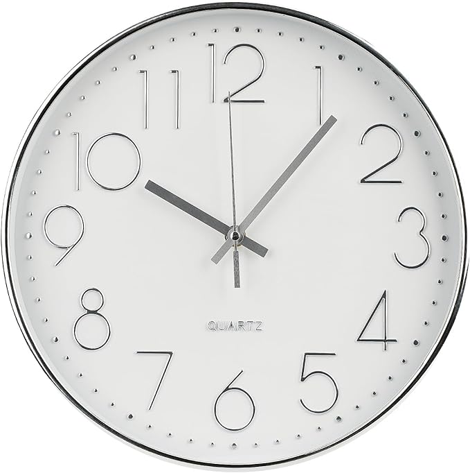 Wall Clock Non-Ticking Silent Modern Simple Style Round Decor Clock by BAKBRAND