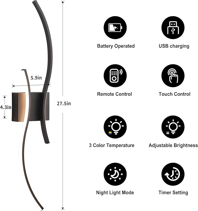 Battery Operated Wall Sconces Set of Two - Image 5
