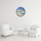 Blue Coastal Wall Clocks Battery Operated 16 Inch Glass Wall Clock Silent Beach - Image 3