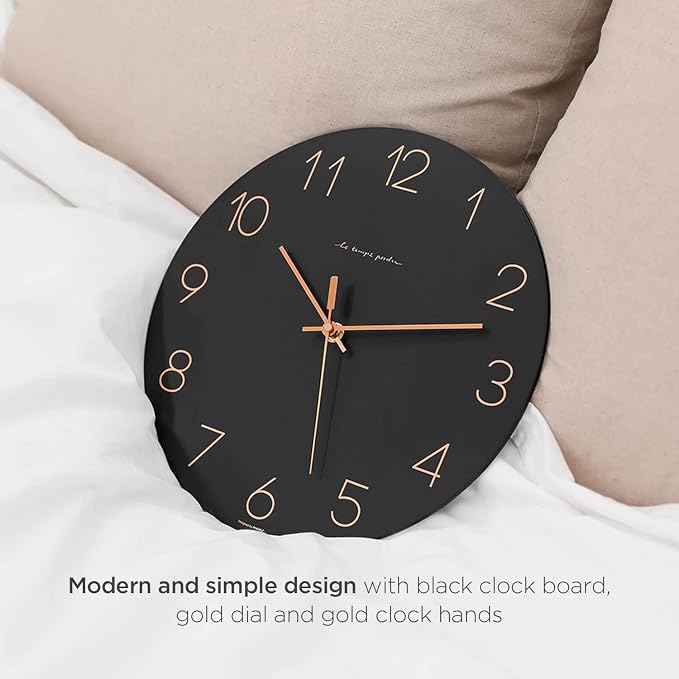 mooas Flatwood Black Wall Clock - Image 2