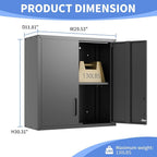 Garage Wall Cabinet with Doors and Shelves, Metal Wall Mounted Storage Cabinet - Image 3