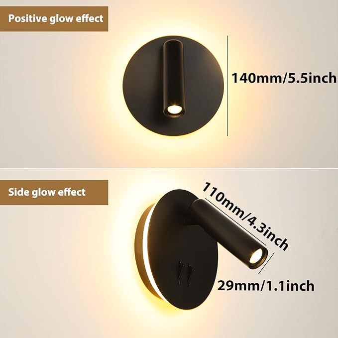 ZEROUNO Hardwired Sconces Wall Mounted Reading Lights - Image 3