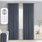 MIULEE Stone Blue Back Tab Blackout Curtains 90 Inches Long 2 Panels Set by MIULEE