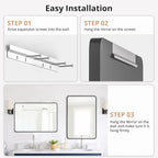 Bathroom Mirror 30x22 Inch Black Metal Frame Rectangle Vanity Mirror - Image 7