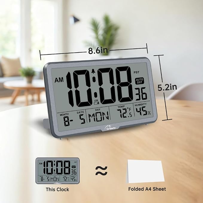 WallarGe Auto Set Digital Wall Clock Battery Operated, Desk Clocks - Image 7