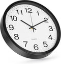 Wall Clock 12 Inch Metal Finish Silent Non Ticking Indoor Clock Round Battery by BAKBRAND