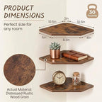 SUYU Set of 3 Floating Corner Shelves, 11.8" Rustic Wood Corner Shelf Wall - Image 3