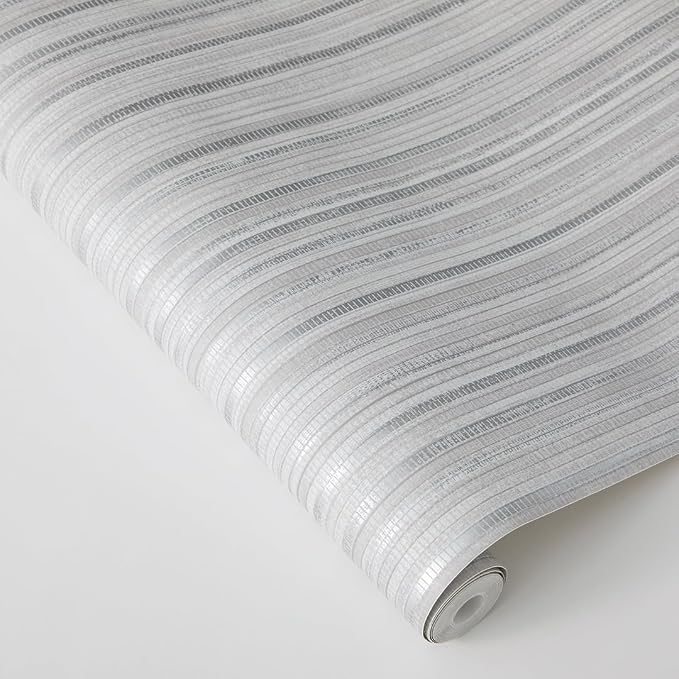 Tempaper Textured Metallic Silver Faux Grasscloth Removable Peel and Stick - Image 5