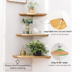 Corner Shelf, Solid Oak Wood Floating Corner Shelves Wall Mount Round End - Image 4