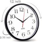 HIPPIH 2 Pack Silent Wall Clock, 12 Inch Non Ticking Quiet Digital Sweep - Image 3