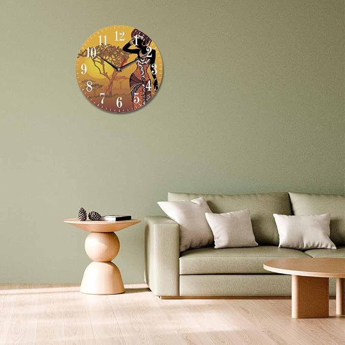 Mxocom African Woman Wall Clock Beautiful Black Woman - Image 7