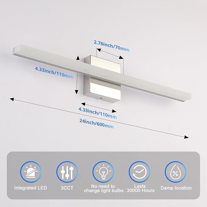 Combuh Modern Bathroom Vanity Light Fixtures Above Mirror Soft Shadow Free Wall - Image 5