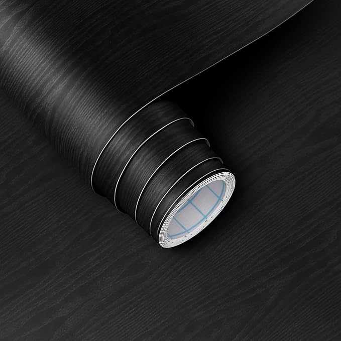 Vinjiasin Black Wallpaper Wood Grain Contact Paper Peel and Stick Wall Paper by Vinjiasin