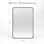 Wall Mount Mirror for Bathroom, Brush Black Metal Framed Rounded Corner - Image 2